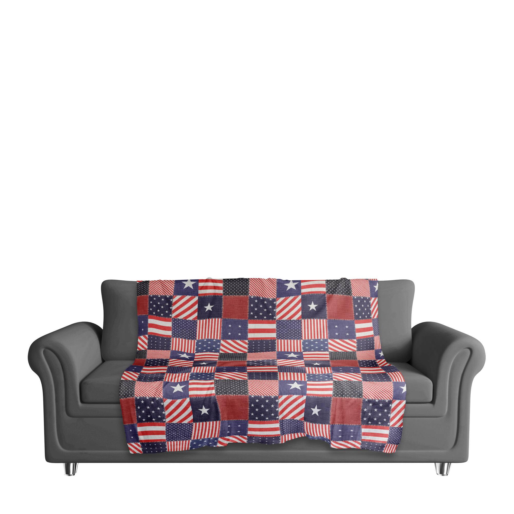 Stars & Stripes Quilt Pattern Sherpa Fleece Blanket